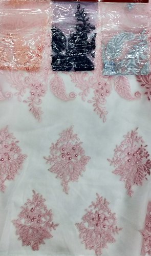 Embroidered Net Fabric, Color : Multicolor