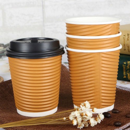 Ripple Paper Cup, for Hot Beverages, Color : Brown