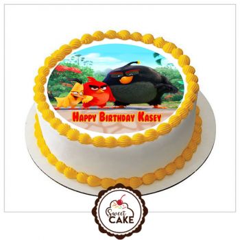 Round Angry Bird Photo Cake, Color : Natural