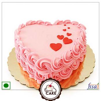Strawberry Heart Shape Cake, Packaging Type : Curated Box