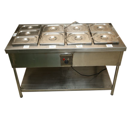 Stainless Steel Polished Cold Bain Marie Counter, for Canteen, Restaurants, Shape : Rectangular