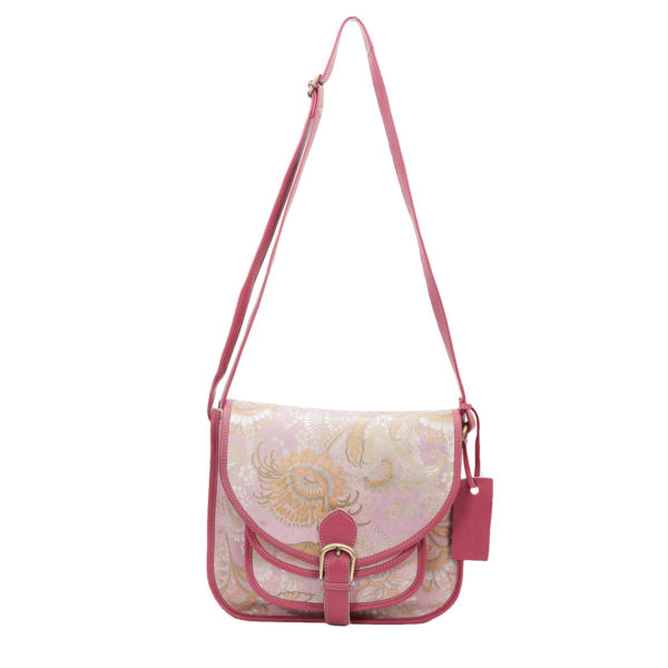 Leather Heyzy Pink Sling Bag, for Office Use, Pattern : Plain