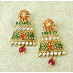 Multicoloured Alloy Chandbali Earrings