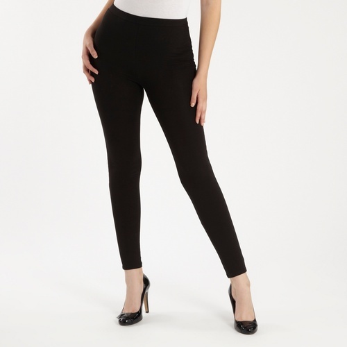 Straight Fit Plain Cotton Ladies Ankle Length Leggings, Color : Black