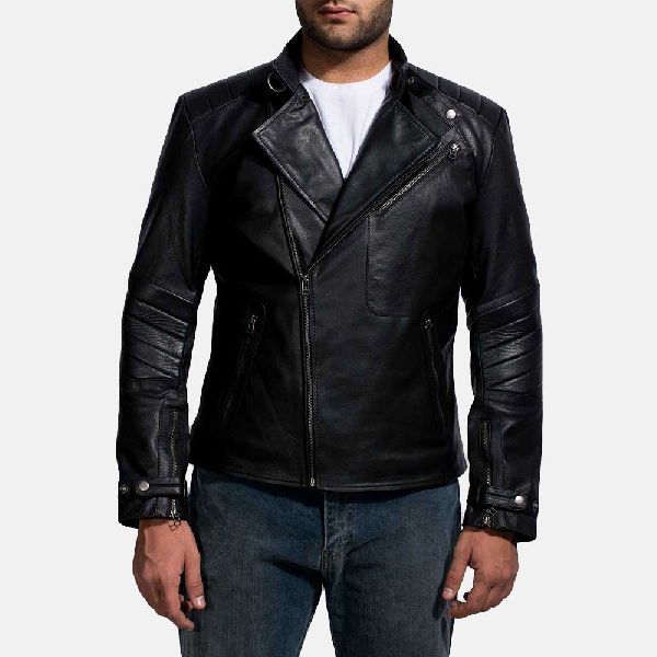 Full Sleeves Leather Mens Biker Jackets, Pattern : Plain, Feature ...