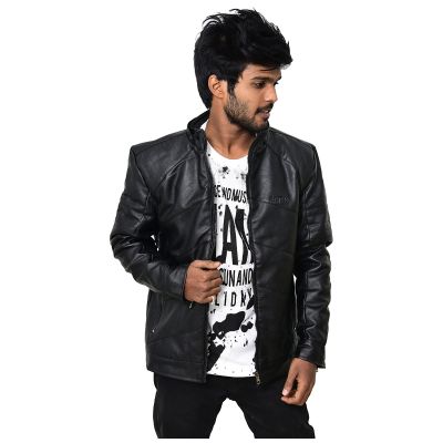 Men\'s Fashionable Leather Jacket Black