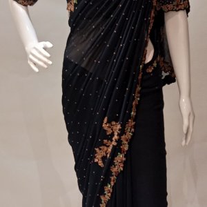 Black Ready Saree Light Embroidery Saree, Feature : Shrink Resistance
