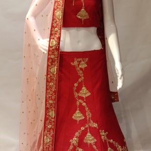 Maroon Silk With Net Dupatta Border Lehenga Choli