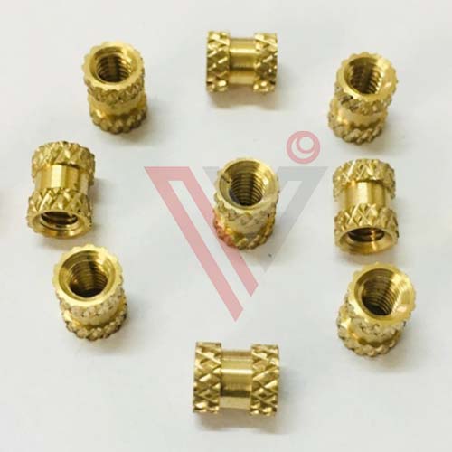 Round Polished Brass Diamond Knurling Inserts, for Fittings, Color : Golden