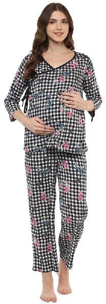 Maternity Printed Overlapping Pajama Set
