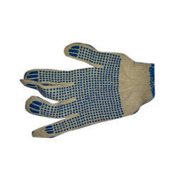 Unisex Blue Cotton Knitted Gloves