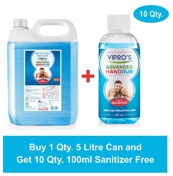 Vipro's Hand Rub (Sanitizer) Advanced 5 Ltr  ( 10qty 100ml Sanitizer Free)