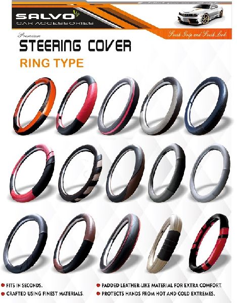 Round Synthetic Leather Ring Type Steering cover, Color : Black, Brown, Grey, Beige, Red, etc