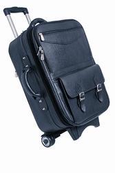 Leather travel trolley bag, Color : Blue