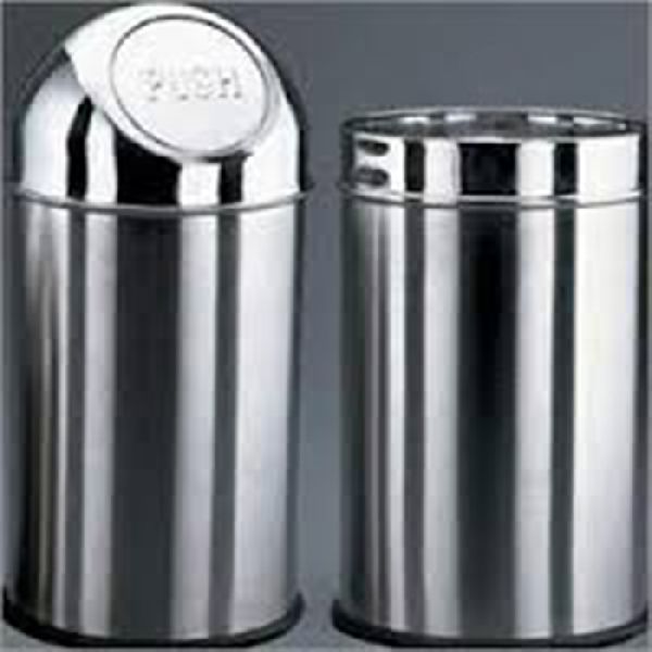 Round Stainless Steel Plain Perforated Bin, for Outdoor Trash