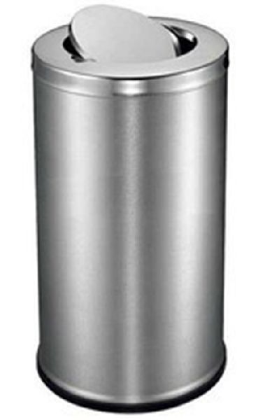 Round Stainless Steel Swing Bin, for Outdoor Trash