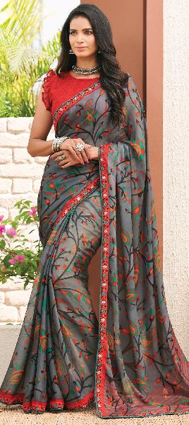 Printed Casual Sarees, Feature : Anti-Wrinkle, Easily Washable