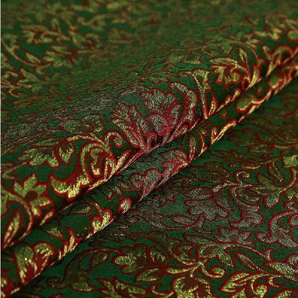 Bhavani Brocket Art Print Cranberry Silk brocade fabric, Technics : Woven