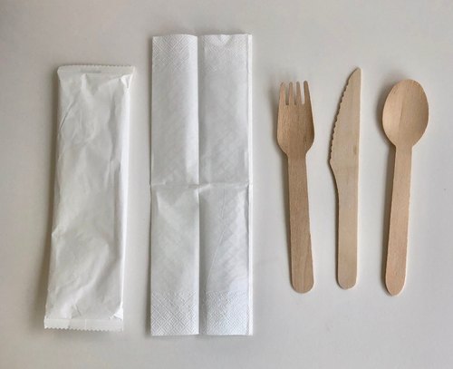 Paper Disposable Cutlery Kit, Color : White