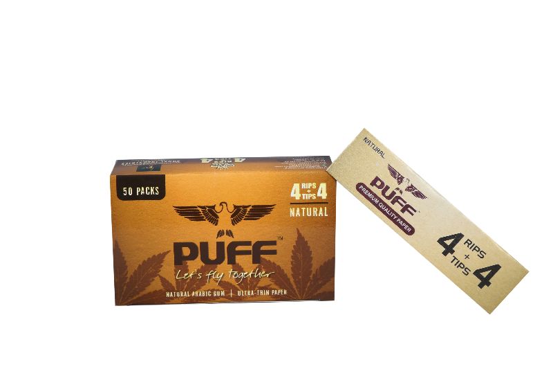 Puff Rolling Papers (Natural) (4+4), for Smoking, Feature : Slow Burn