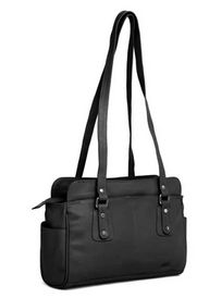 Ladies Grey Leather Shoulder Bag, Pattern : Plain