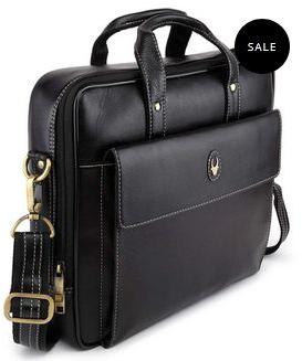 Mens Black Leather Laptop Bag, Size : Standard