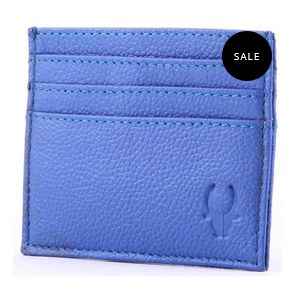 Mens Blue Leather Card Holder, Size : Standard