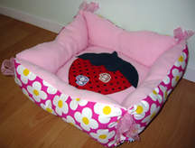 Printed Cotton Square Pet Beds, Color : Pink