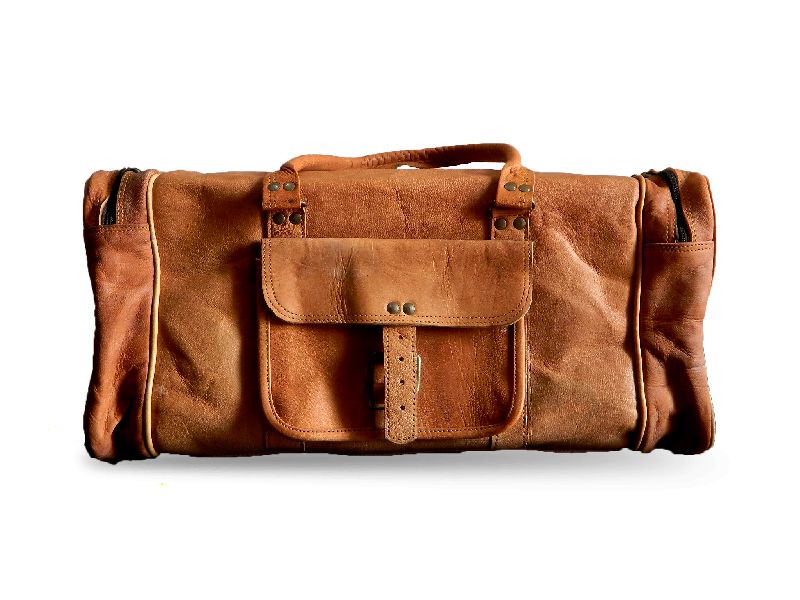 DB-001 Leather Bag, for Travel, Pattern : Plain