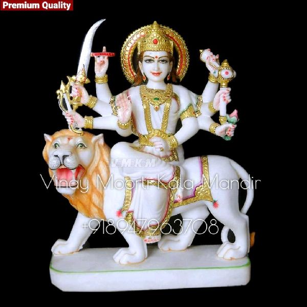 Plain Marble Durga Statue, for Worship, Temple, Interior Decor, Office, Home, Home, Office, Temple