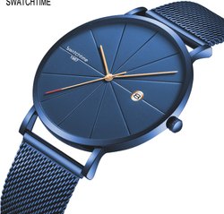 Men Round Wrist Watches, Strap Material : Leather