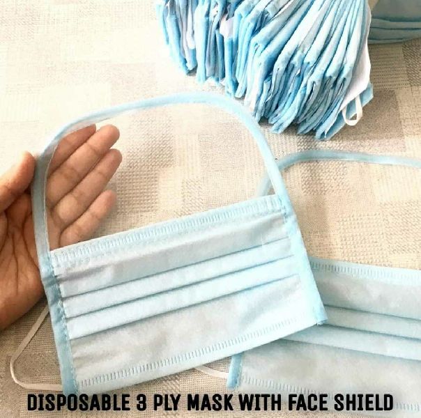 3 Ply Face Mask with Shield, for Pharma Industry, Pattern : Plain