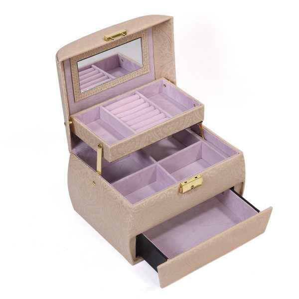 Ivory Faux Leather Jewellery Box, Size : Standard
