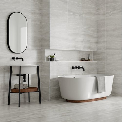 Rectangular Polished Procelain Porcelain Bathroom Tiles, Color : White