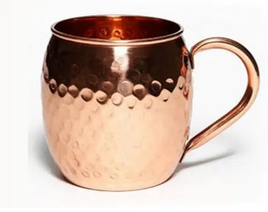 Round Hammered Copper Mug, Color : Brown