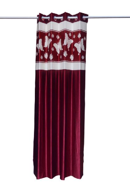 Polyester Maroon Butterfly Printed Curtain, Technics : Woven