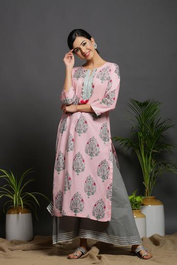 GOTA PRINTED STRAIGHT KURTA