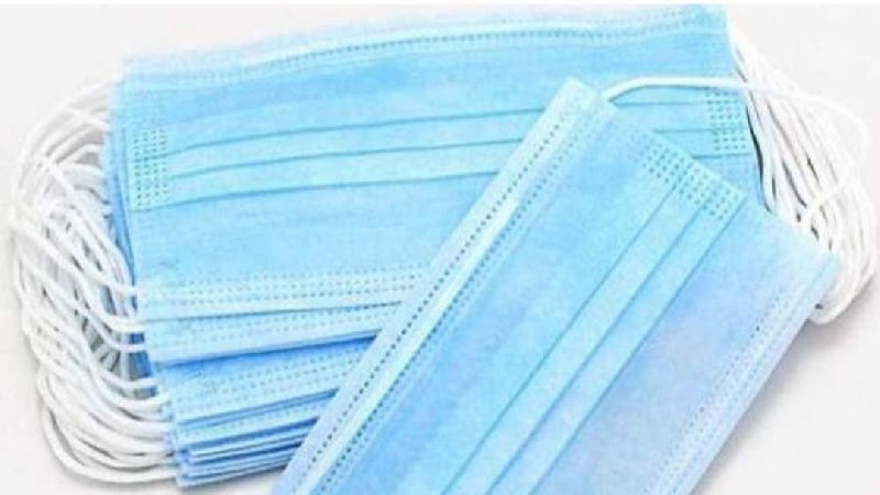 Non Woven Polypropylene Fabric 3 ply face mask, for Hospital, Pharmacy, rope length : 4inch