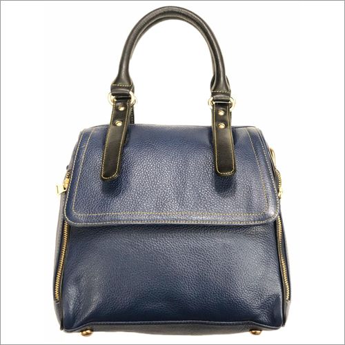 Plain Ladies Blue Leather Bag, Size : Mulltisize