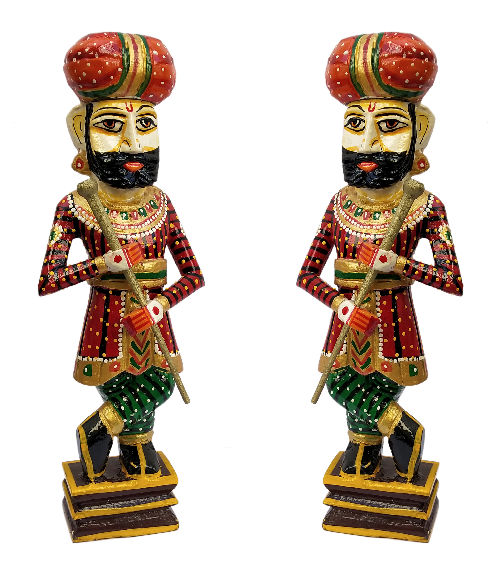 Wooden Hand Painted Darban Statue Manufacturer in Jodhpur Rajasthan ...