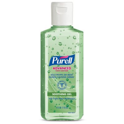 PURELL Advanced Hand Sanitizer Soothing Gel 4 Fl Oz Portable Flip Cap Bottle