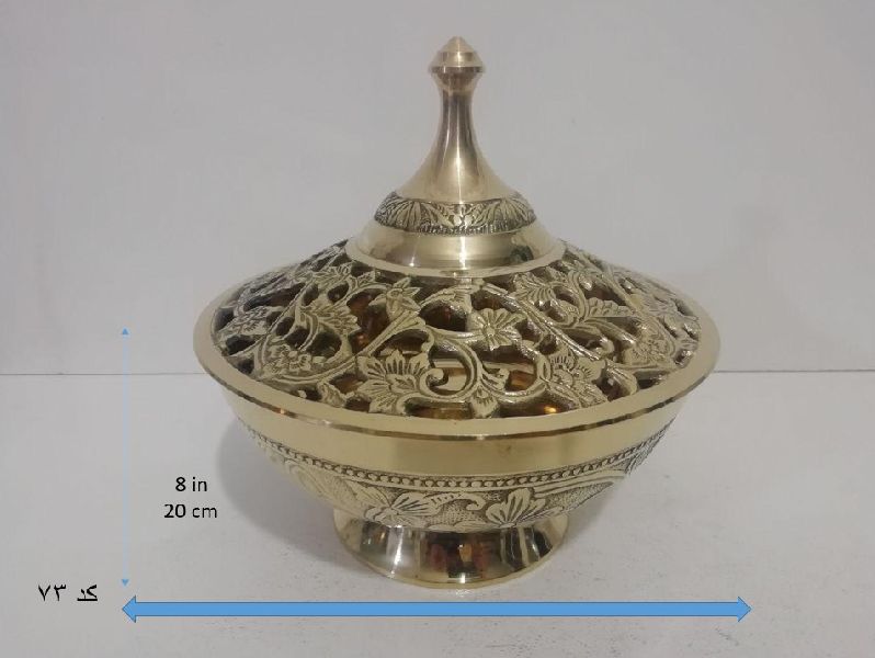 Brass Jali Bowl With Lid, Handle Length : 4inch, 5inch