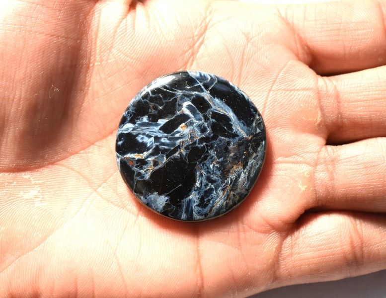 Round Polished Blue Pietersite Gemstone, Size : 45 mm