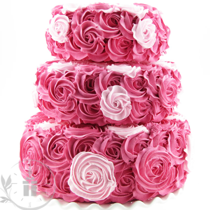 3-Tier Strawberry Flavour Cake, Packaging Type : Paper Box