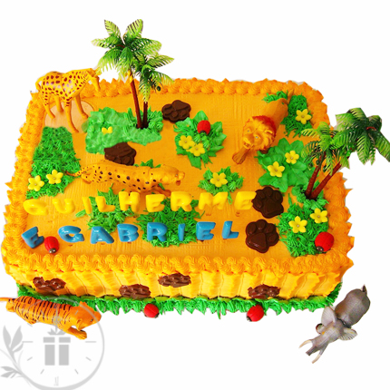 Safari Pineapple Zoo Cake, Packaging Type : Curated Box