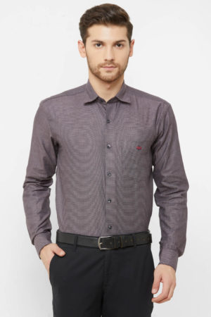 Donzell Brown Regular Fit Dotted Formal Shirt