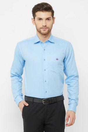 Donzell Light Blue Regular Fit Dotted Formal Shirt