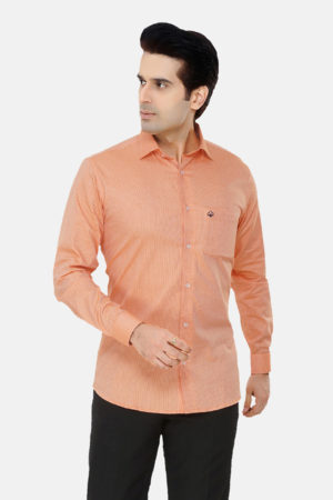 Donzell Orange Pure Cotton Formal Shirt, Size : Xl