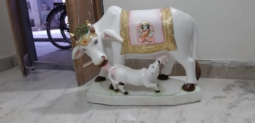 Marble Cow and Calf Statue