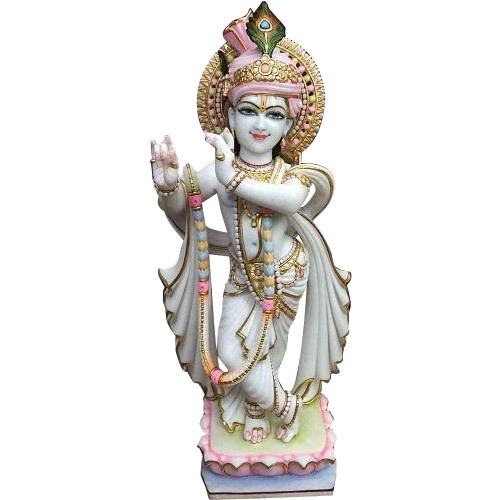 Multicolor Marble Krishna Statue